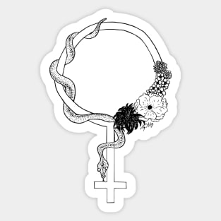 Feminine Symbol with Flowers and Snake Sticker